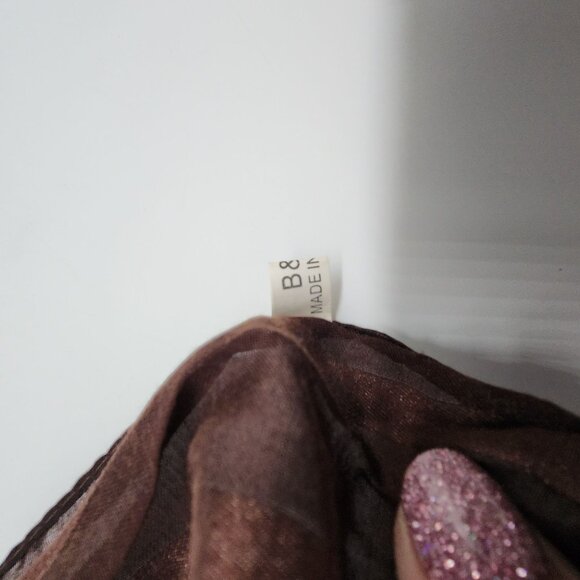 Accordion Pleated Rectangle Scarf Brown Gray Pink Floral Polyester 23"x60" B&K - Picture 7 of 8